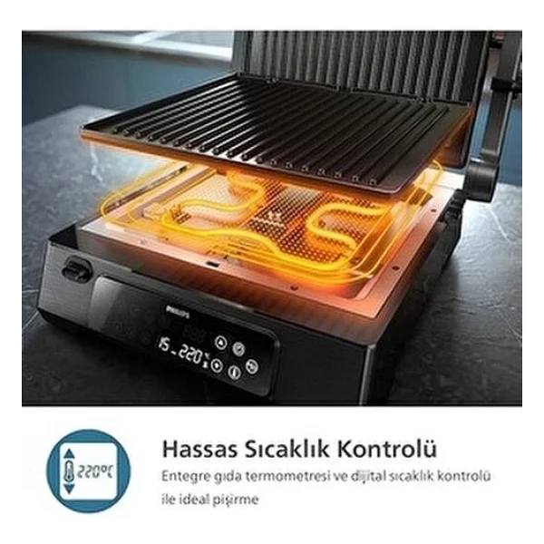 Philips 7000 Serisi Izgara Ve Döküm Plakalı Tost Makinesi Mükemmel Hassas Ayarlar İçin Dijital Kontrol - Görsel 3
