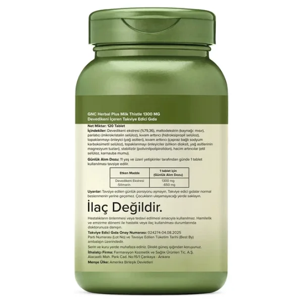 Gnc Herbal Plus Milk Thistle - 120 Tablet - Görsel 6