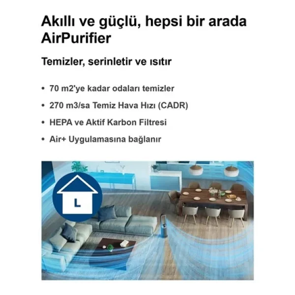 Philips 70 M2 Performanslı Akıllı Sensörlü Hava Temizleyici Ve Isıtıcı Havayı Temizlerken Ideal Oda Sıcaklığını Koruyan Otomatik Modlu Ve Sessiz Çalışan Ürün - Görsel 2