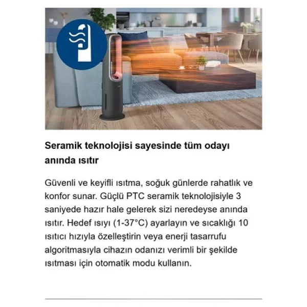 Philips 70 M2 Performanslı Akıllı Sensörlü Hava Temizleyici Ve Isıtıcı Havayı Temizlerken Ideal Oda Sıcaklığını Koruyan Otomatik Modlu Ve Sessiz Çalışan Ürün - Görsel 6