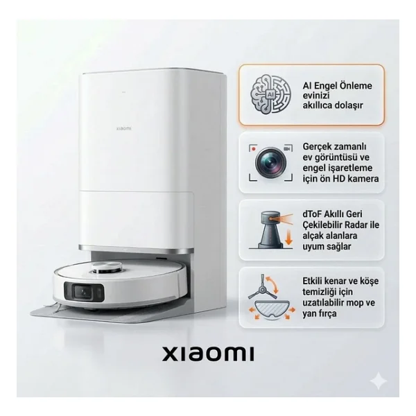 Xiaomi Vacuum 5 Pro Çöp İstasyonlu Akıllı Robot Süpürge - Görsel 5