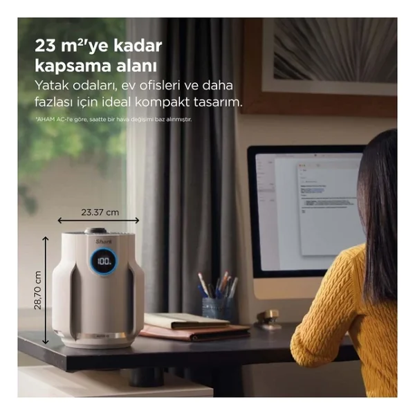 Shark 5 Yıl Uzun Ömür Filitre Küçük Odalar Için Dev Performans Anti-Odor Koku Giderici Ve Ultra Sessiz Hepa Filtreli Kompakt Tasarım Akıllı Hava Temizleyici - Görsel 6
