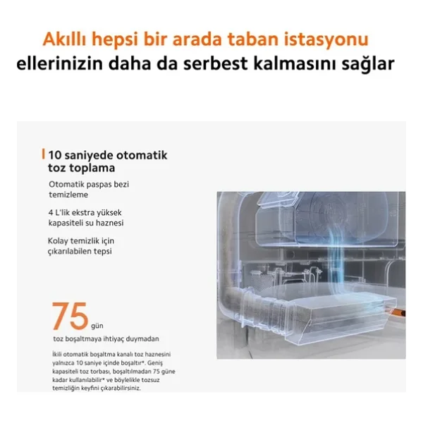 Xiaomi Robot Vacuum X20 Plus Çöp İstasyonlu Akıllı Robot Süpürge - Görsel 10