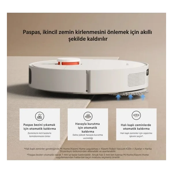 Xiaomi Robot Vacuum X20 Plus Çöp İstasyonlu Akıllı Robot Süpürge - Görsel 6