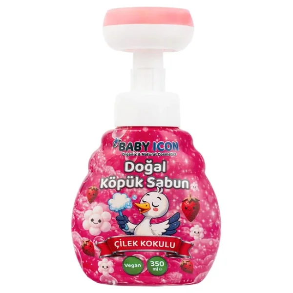Babyicon Doğal Köpük Sabun Çiçek Form Çilekli Pembe Renkli 350 Ml (2 Adet) - Görsel 3