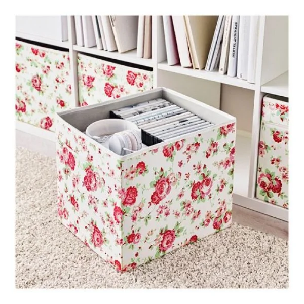 Ikea Düzenleyici Kutu Çiçek Desenli Saklama Kutusu 33x38x33 Cm - Görsel 5
