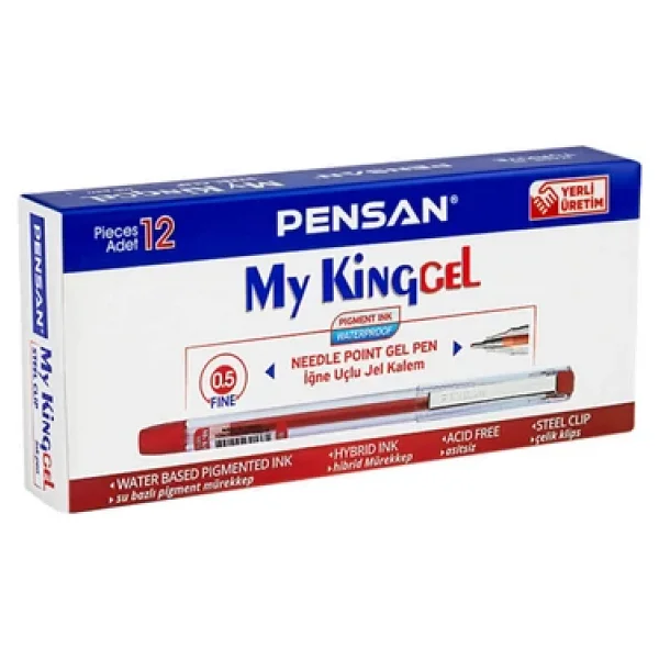 Pensan 6405 My King 0.5 Mm 12'li Jel Kalem Kırmızı - Görsel 7