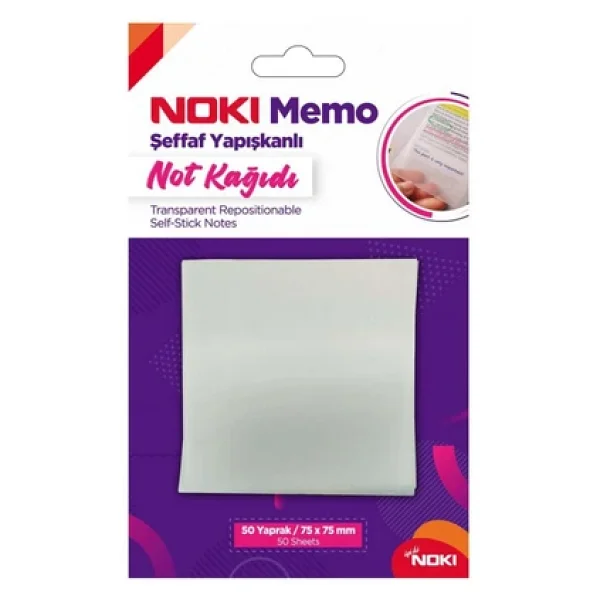 Noki Yapışkanlı Not Kağıdı Memo 50 Yp 75x75 Şeffaf 12300 - Görsel 3