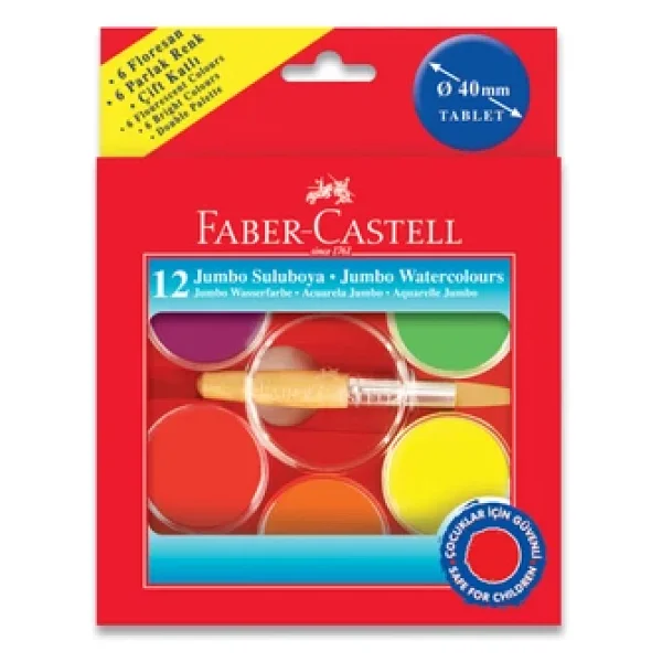 Faber Castell Jumbo Sulu Boya 2 Katlı 12 Renk - Görsel 3
