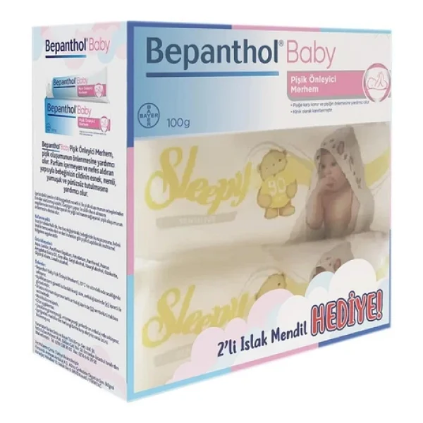 Bepanthol Baby Pişik Önleyici Merhem 100 Gr 2 Paket Sleepy Sensitive Islak Havlu 90 Lı - Görsel 2