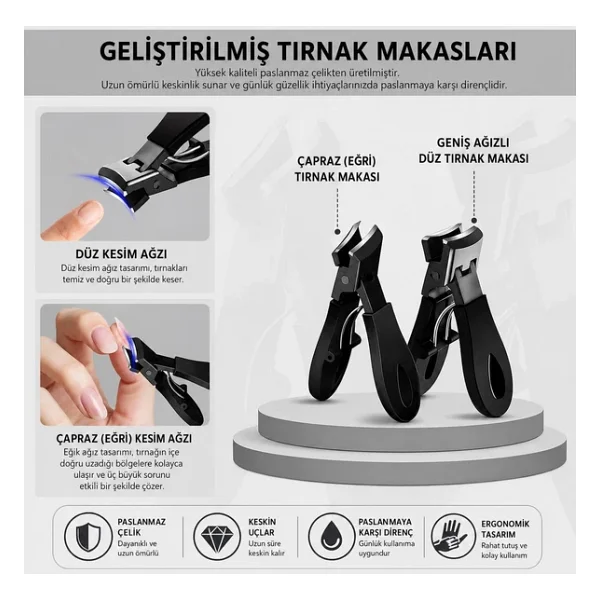 Valkyrie 6 Parça Batık Tırnak Makası Seti Profesyonel Pedikür Manikür Bakım Seti B5pp - Görsel 6