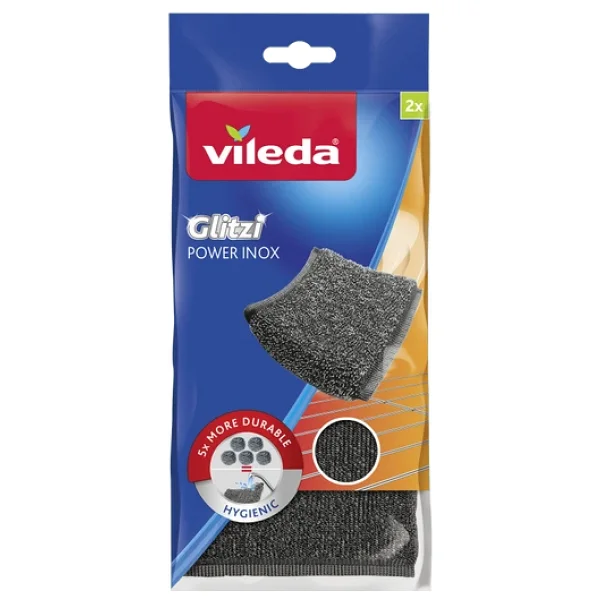 Vileda Glitzi Power Pad Inox Paslanmaz Çelik Bulaşık Teli 2'li X 2 Paket - Görsel 2