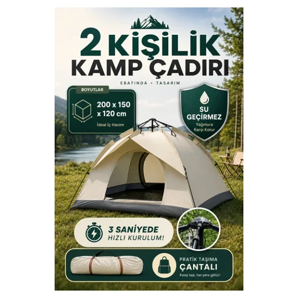 Auhma Outdoor Ac6634 200x150x120 Cm Otomatik Çadır - Görsel 5