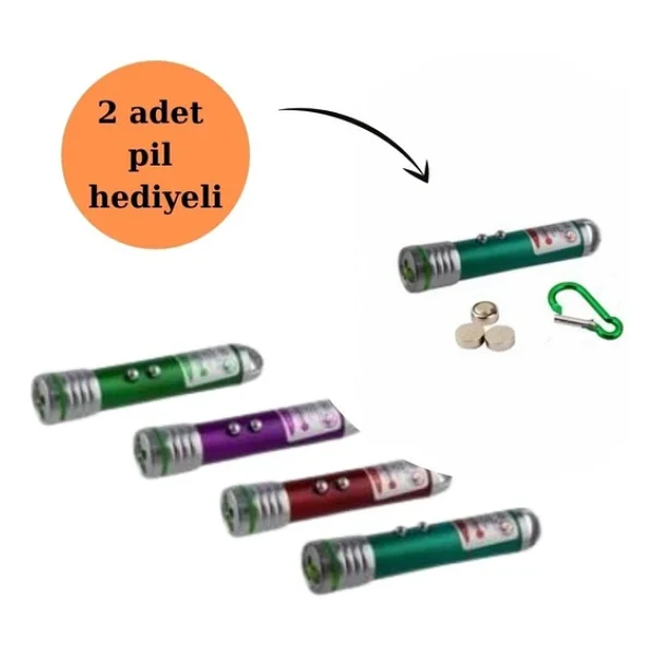 3 Fonksiyonlu Kırmızı Beyaz Işıklı LED Lazer Kedi Köpek Oyuncak Anahtarlık (5224) - Görsel 4