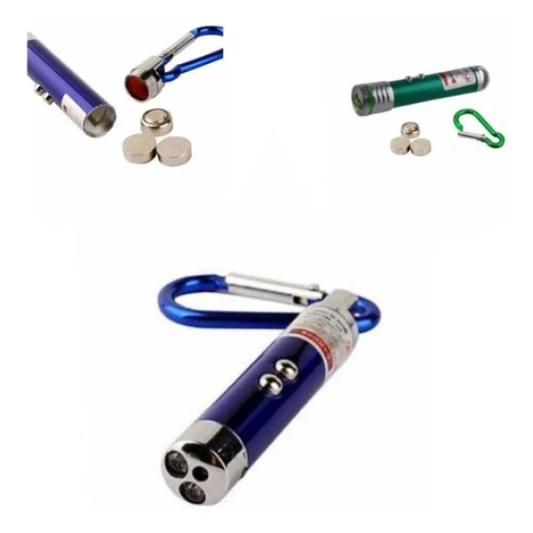 3 Fonksiyonlu Kırmızı Beyaz Işıklı LED Lazer Kedi Köpek Oyuncak Anahtarlık (5224) - Görsel 2