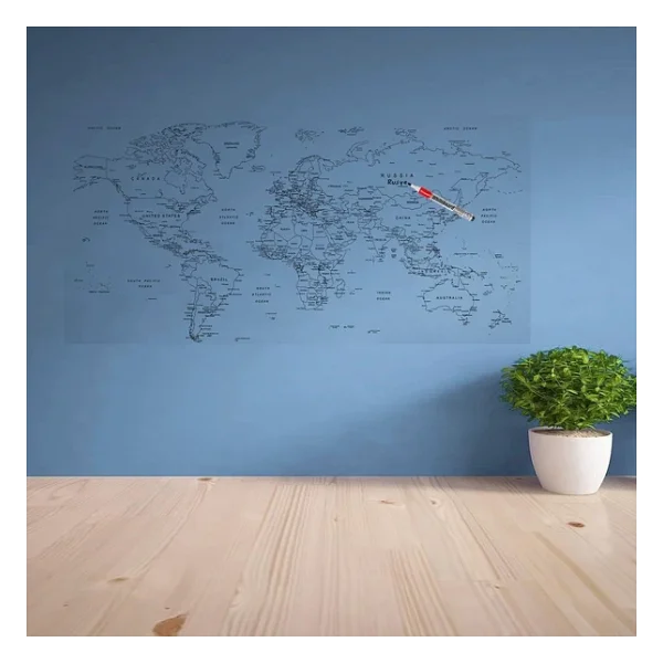 Yazılabilir Dünya Haritası Manyetik Duvar Stickerı 110 X 56 Cm (5224) - Görsel 3