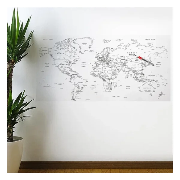 Yazılabilir Dünya Haritası Manyetik Duvar Stickerı 110 X 56 Cm (5224) - Görsel 2