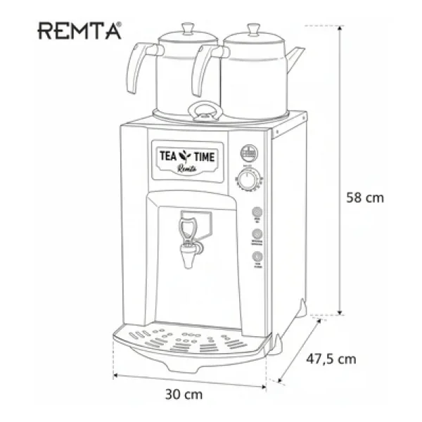 Remta De12p Premium Jumbo Çift Demlikli 15 Lt Elektrikli Çay Makinesi - Görsel 5