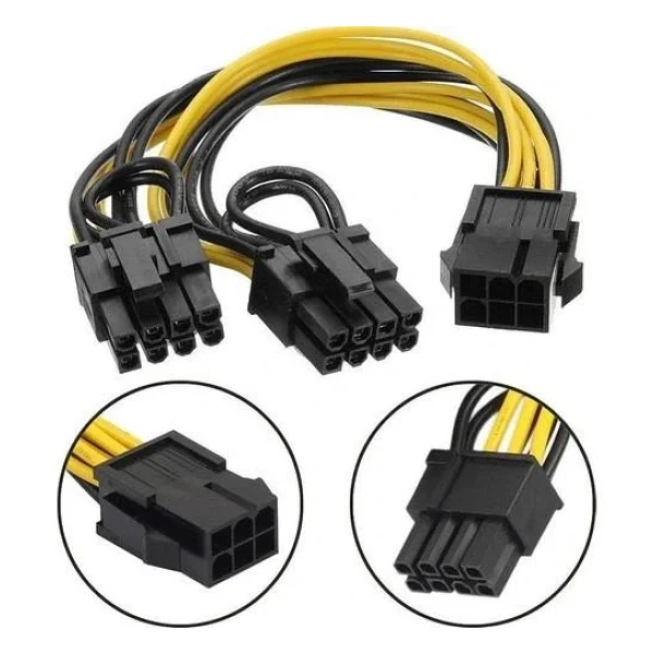 Pci-E 6 Pin Dişi To 2 X Pci-E 8 (6+2) Pin Erkek GPU Güç Çoklayıcı Kablo - Görsel 4