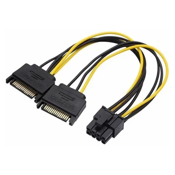 2x Sata Power Kablo To 8 Pin (6+2 ) Pci-E Dönüştürücü Güç Kablosu - Görsel 3
