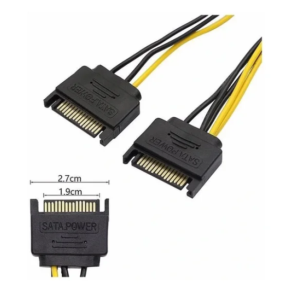 2x Sata Power Kablo To 8 Pin (6+2 ) Pci-E Dönüştürücü Güç Kablosu - Görsel 6