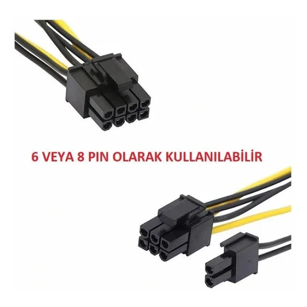 2x Sata Power Kablo To 8 Pin (6+2 ) Pci-E Dönüştürücü Güç Kablosu - Görsel 7