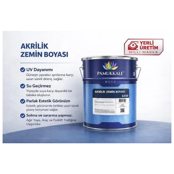 Pamukkale Akrilik Zemin Boyası 15 Kg Ral 7040 Gri - Görsel 8