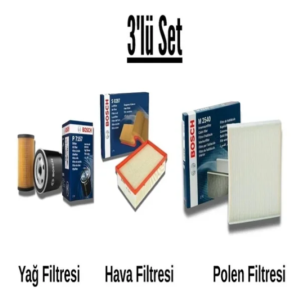 Bosch Vw Bora 1.6 Filtre Bakım Seti 1998-2005 3lü Karbonlu - Görsel 3