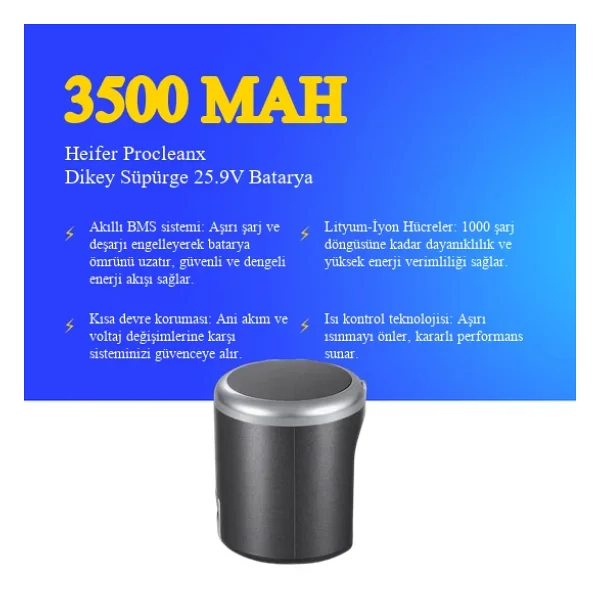 Heifer Procleanx Dikey Süpürge 3500 mAh Batarya - Görsel 3
