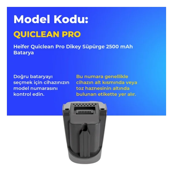 Heifer Quiclean Pro Dikey Süpürge 2500 mAh Batarya - Görsel 2