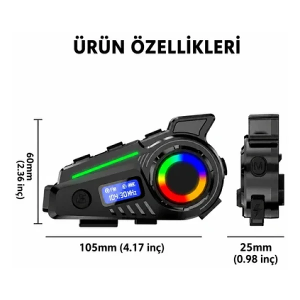 Glr K19 Kameralı Kask Kulaklığı Motosiklet İnterkom Bluetooth 5.4 GPS Sürüş Kayıt Cihazı - Görsel 7