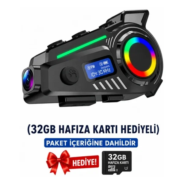 Glr K19 Kameralı Kask Kulaklığı Motosiklet İnterkom Bluetooth 5.4 GPS Sürüş Kayıt Cihazı - Görsel 8