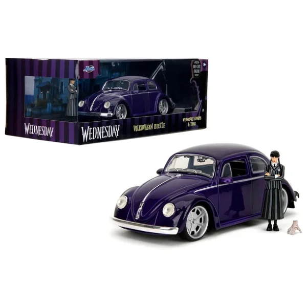 Jada 1/24 Wednesday 1972 Vw Beetle With Wednesday & Thing Figures - Görsel 3