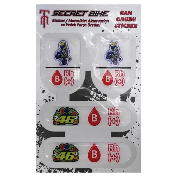 Secret Bike Mavi Motosiklet Ve Kask Kan Grubu Sticker B Rh (+) Pozitif - Görsel 3