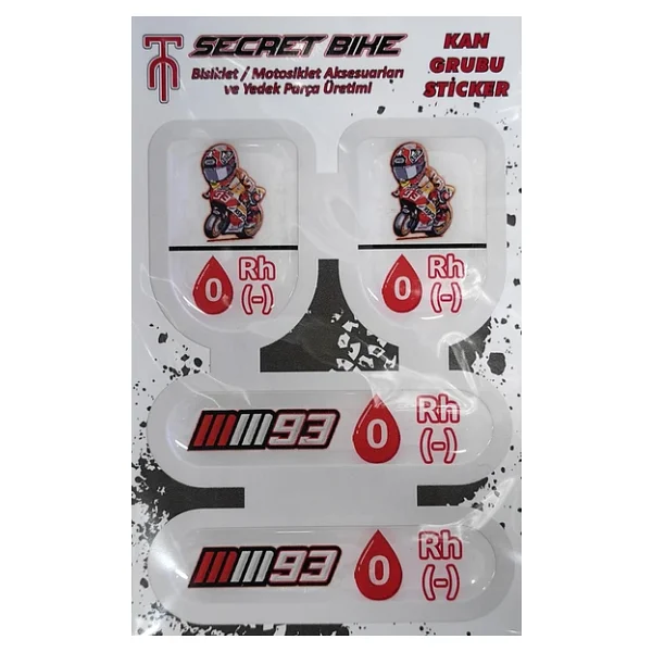 Secret Bike Kırmızı Motosiklet Ve Kask Kan Grubu Sticker 0 Rh (-) Negatif - Görsel 4