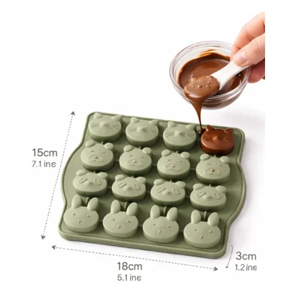 Evolis Kitchen 1 Adet Mint Yeşili 16'lı Isıya Dayanıklı Yanmaz Yapışmaz Silikon Çikolata Buz Kalıbı - Görsel 7