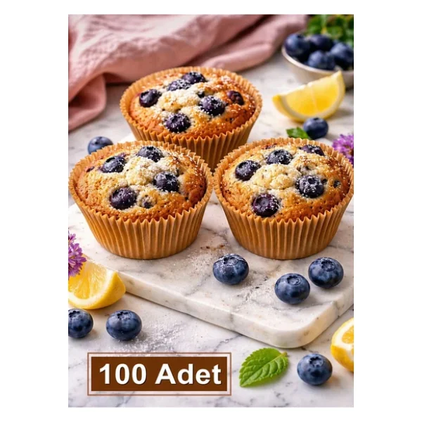 Ermaslicon 100 Adet Kraft Kağıt Muffin Cupcake Kapsülü Yağ Geçirmez Kek Kalıbı Fırın Kağıdı - Görsel 2