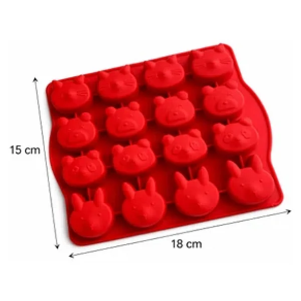 Evolis Kitchen 1 Adet Isıya Dayanıklı Silikon Yanmaz Yapışma Yapmaz 16 Lı Çikolata Ve Buz Kalıbı( Kırmız) - Görsel 3