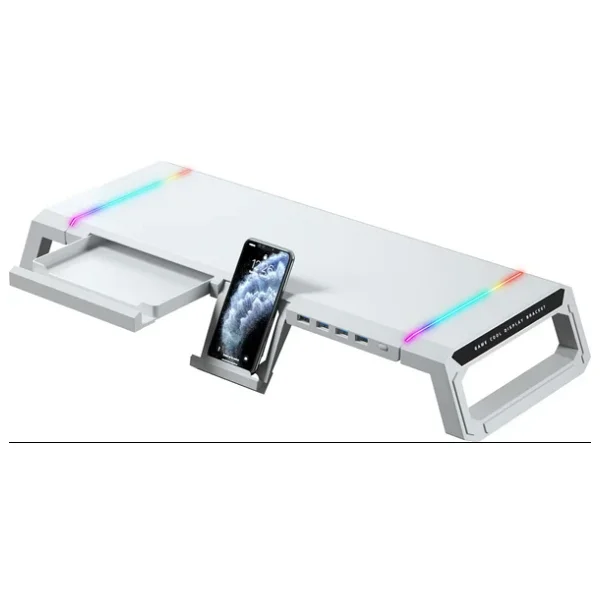 Masaüstü Stand Yükseltici Katlanabilir RGB Çekmeceli Monitör Standı - Görsel 3