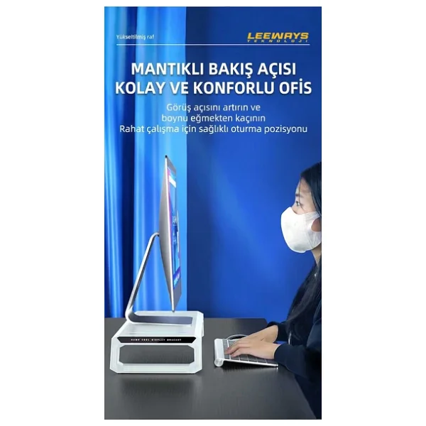 Masaüstü Stand Yükseltici Katlanabilir RGB Çekmeceli Monitör Standı - Görsel 5