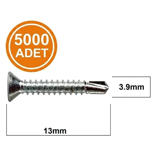 Std 3.9x13 Yhb Matkap Uçlu Vida Ms Akıllı Vida (1 Paket-5000 Adet) - Görsel 3