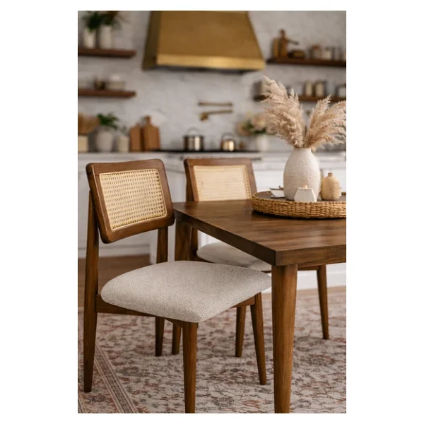 Lif Mobilya Hasır Sandalye Ceviz Renk - Iskandinav Tasarım (4'lü Set) - 4'lü Set - Görsel 2