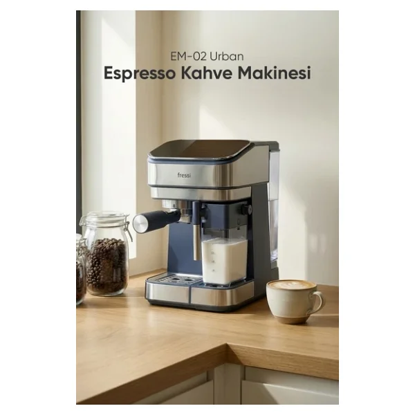 Fressi Espresso Latte Cappuccino Kahve Makinesi Otomatik Süt Tanklı 20bar Basınçlı (4507) - Görsel 3