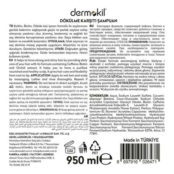 Dermokil Biotin & Caffeine 950 Ml Saç Dökülmesine Karşı Şampuan - Görsel 9