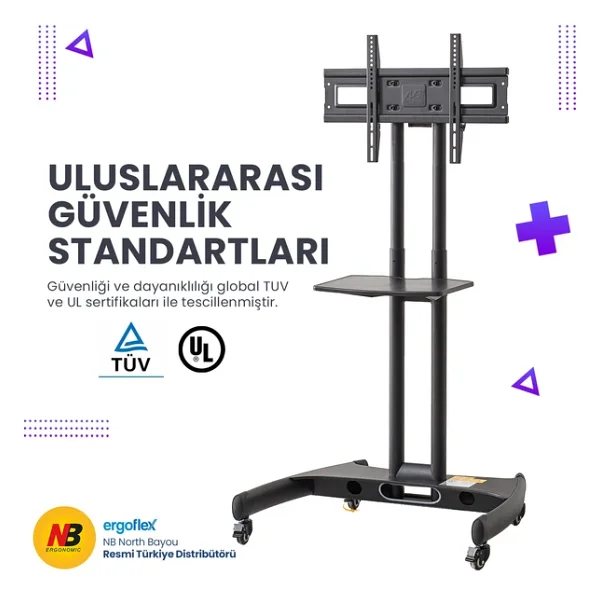 North Bayou Ava1500-60-1p 32-75 İnç Tekerlekli TV Standı - Görsel 2