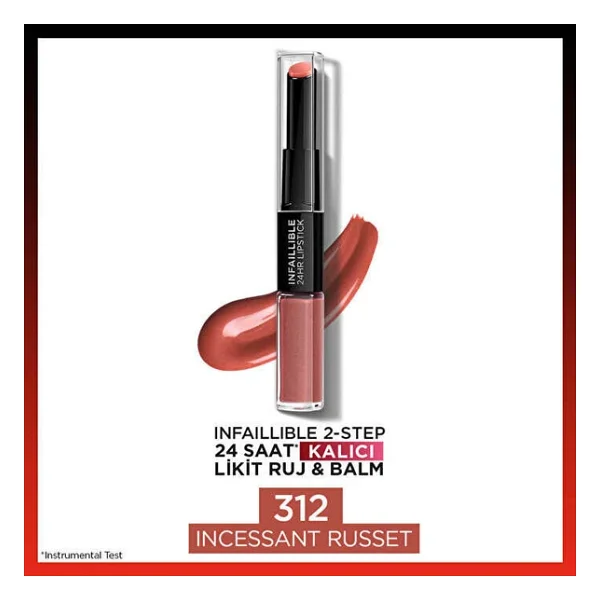 L'oreal Paris Infaillible 2-Step 24 Saat Kalıcı 312 Incessant Russet Likit Ruj - Görsel 2