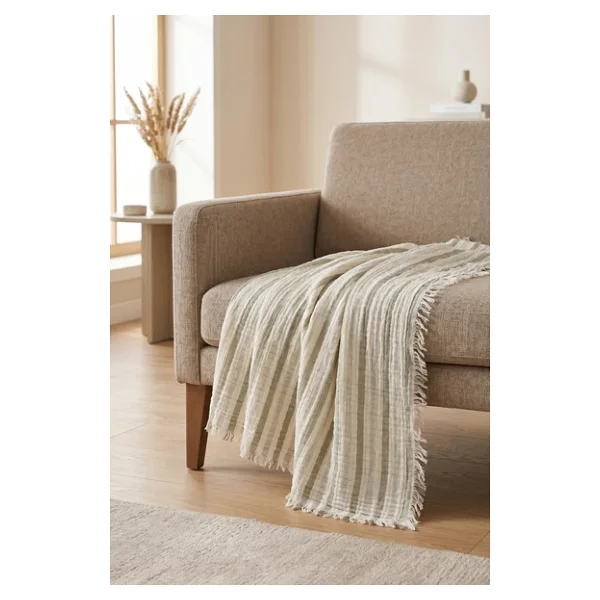 Çift Katlı Müslin Bebek Pike Örtü Yenidoğan Battaniyesi 85x95 Cm Bebek Pikesi Puset Örtüsü Haki - Görsel 6