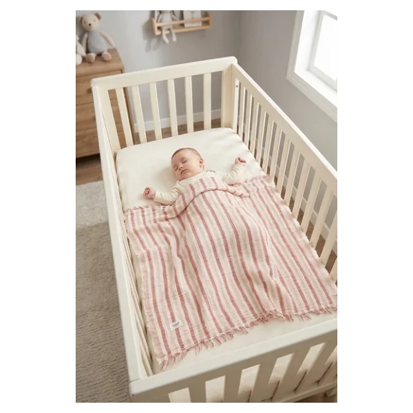 Çift Katlı Müslin Bebek Pike Örtü Yenidoğan Battaniyesi 85x95 Cm Bebek Pikesi Puset Örtüsü Kiremit - Görsel 7