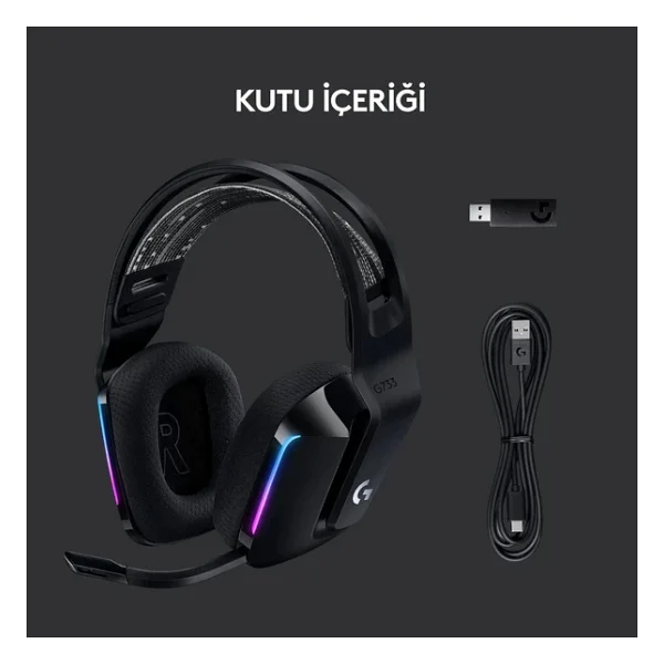 Logıtech G G733 Lightspeed RGB Kablosuz 7.1 Surround Ses Oyuncu Kulaklığı - Siyah - Görsel 4