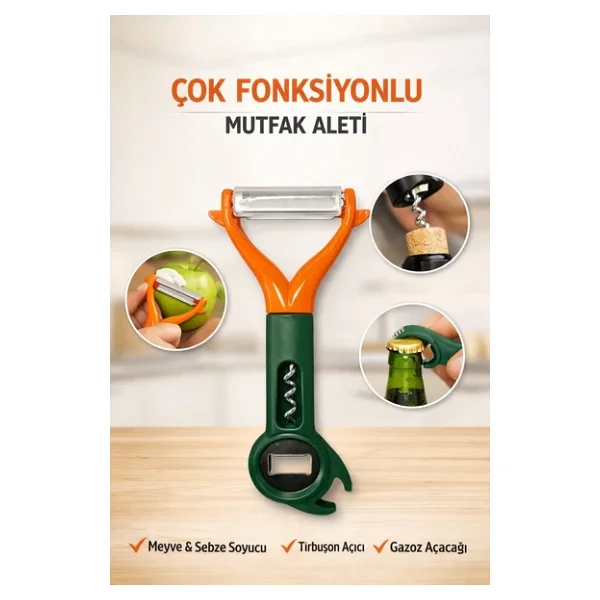 Jasper Jpr-221 Çok Fonksiyonlu Soycak & Açacak Tırbuşon Açıcı Gazoz Açacağı - Görsel 4